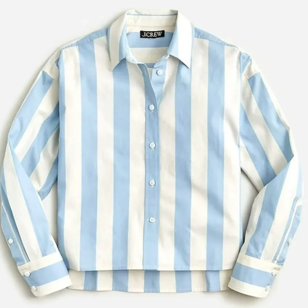 J.Crew Relaxed-fit cropped shirt in Barlow stripe - Picture 4 of 10